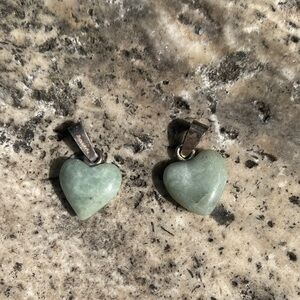 Green Adventurine Heart Charms from
Mexico Stamped 925